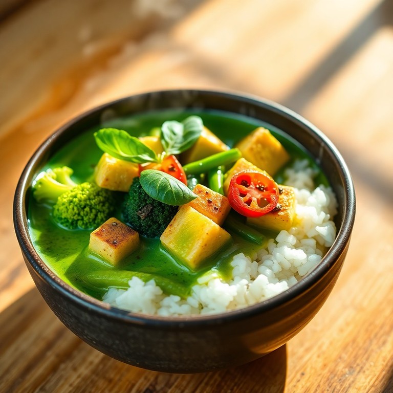 Curry Tailandés Verde de Tofú y Vegetales