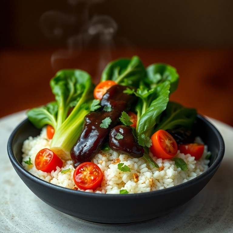 Miso-Geglaceerde Paksoi met Aromatische Gemberrijst