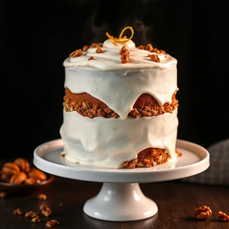 Pastel de Zanahoria Especiado con Glaseado de Queso Crema y Nueces