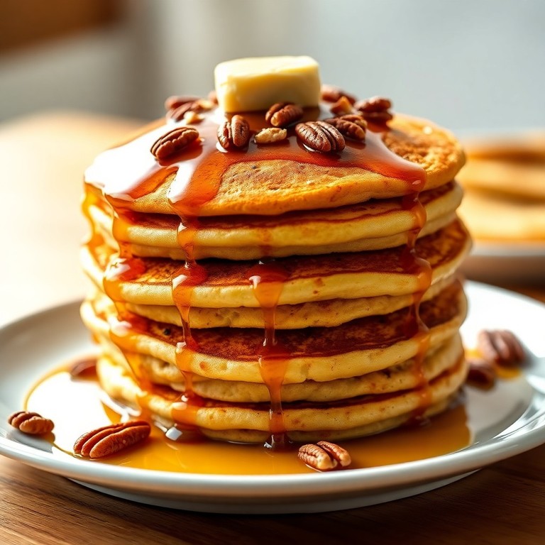Pancakes Américains Moelleux au Sirop d'Érable et Noix Grillées