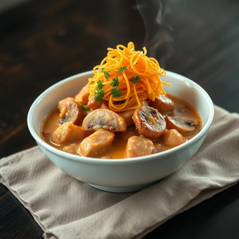 Estrogonofe de Frango Clássico com Batata Palha Caseira