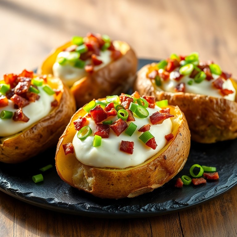 Ofenkartoffeln mit herzhaftem Kräuterquark und knusprigem Speck