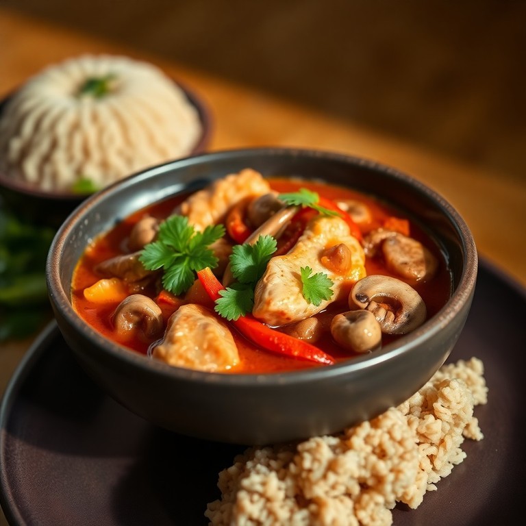 Curry de Pollo y Champiñones Estilo Tailandés Ligero