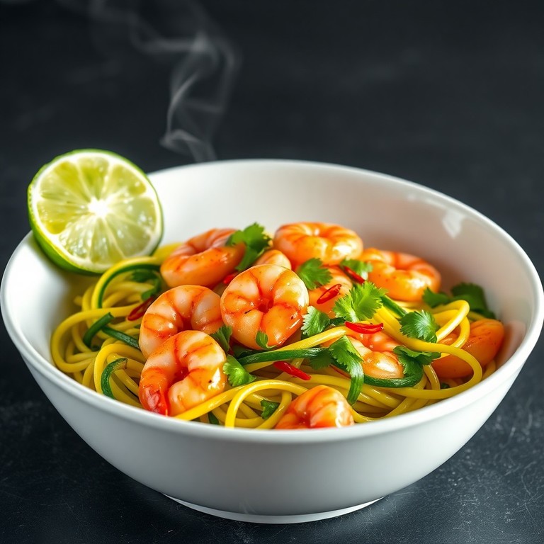 Spicy Garlic Shrimp Stir-fry with Zucchini Noodles