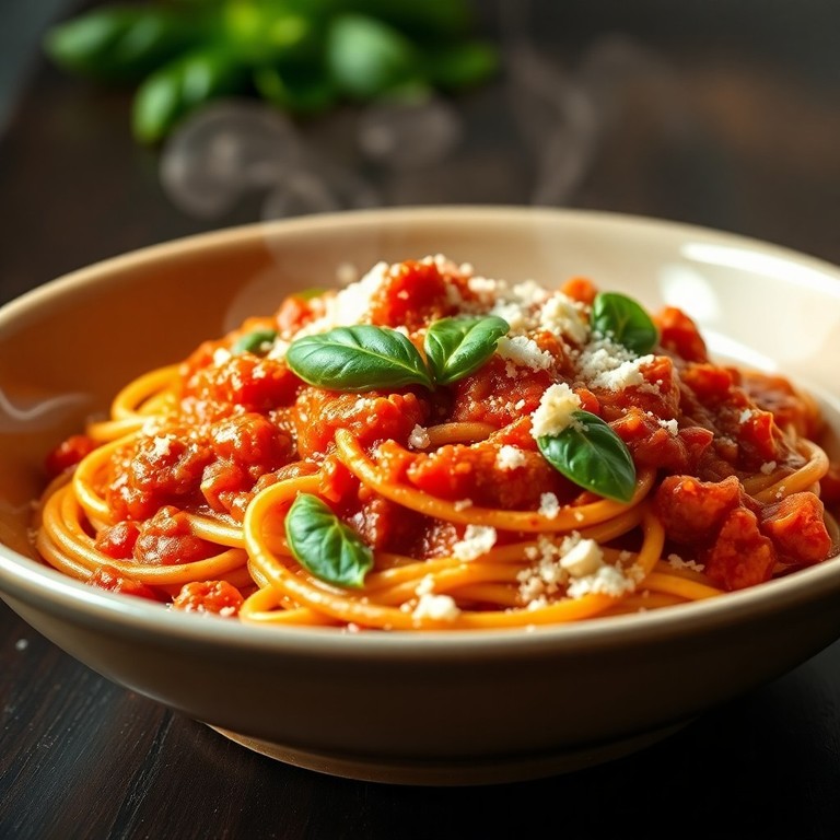 Vollkorn-Nudeln mit Fruchtiger Tomatensoße und Verstecktem Gemüse