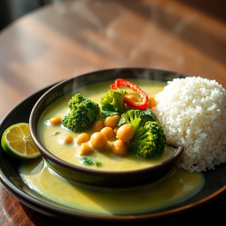 Curry Verde Tailandés de Brócoli y Garbanzos