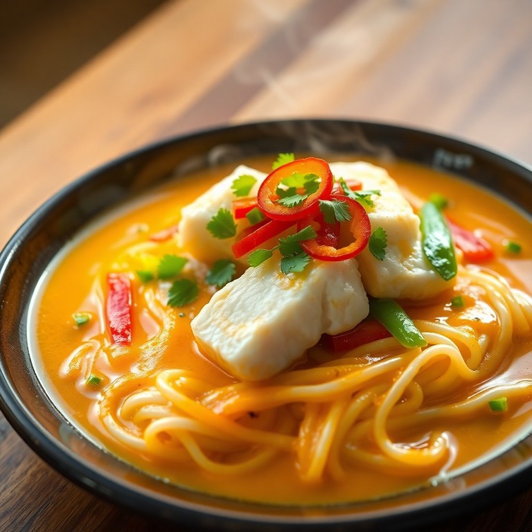 Dorsch-Curry mit Kokosmilch und Glasnudeln