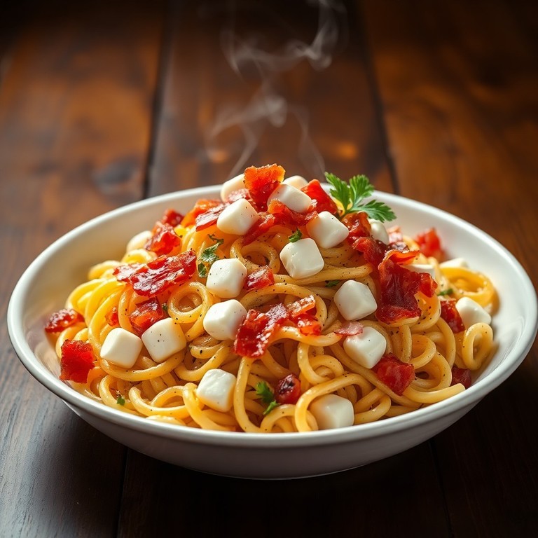 Salada Mediterrânea de Macarrão com Bacon Crocante