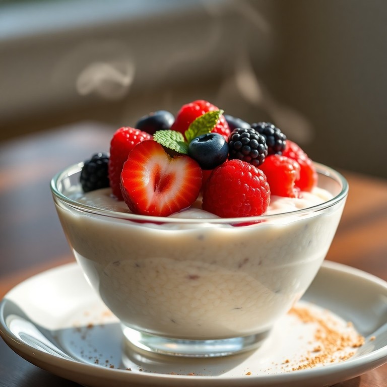 Pudín de Arroz y Proteína con Frutos Rojos