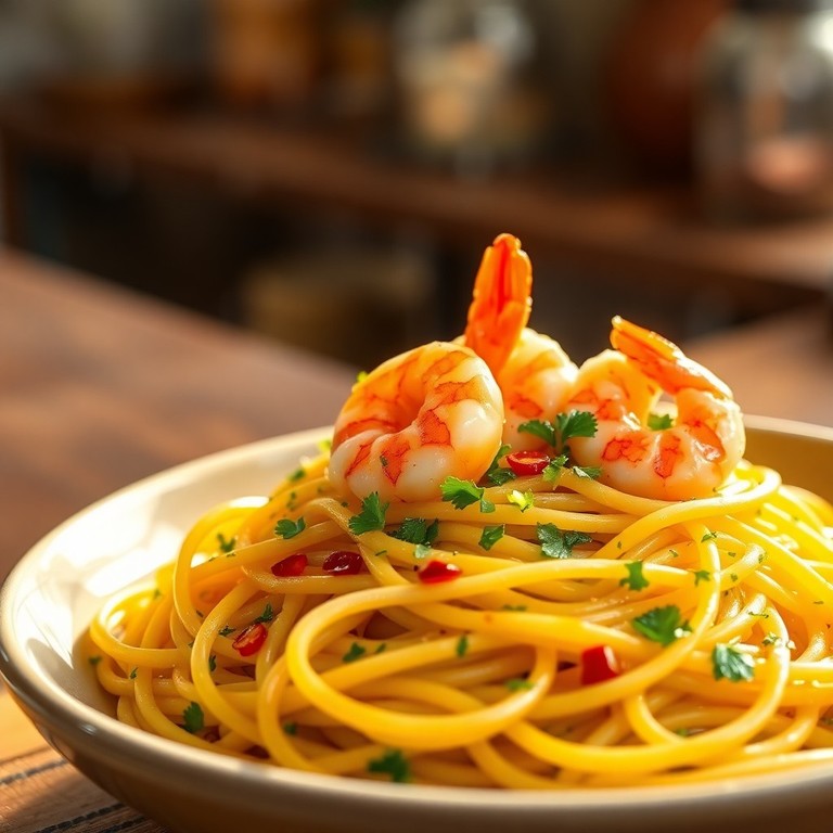 Aglio e Olio mit Garnelen