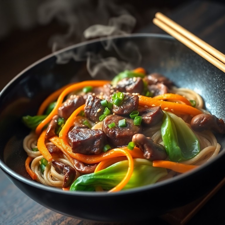 Wok de Carne y Vegetales con Tallarines de Arroz