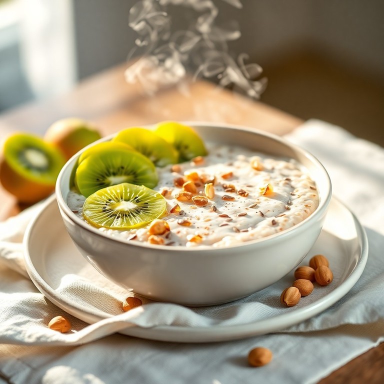 Porridge d'Avoine Réconfortant aux Noisettes Torréfiées et Kiwi