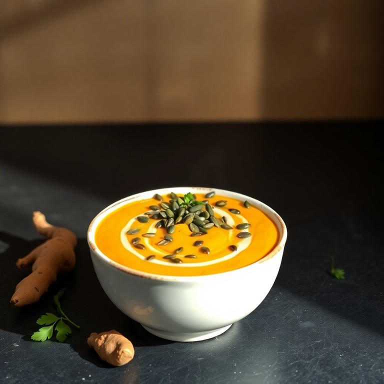 Sopa Cremosa de Abóbora com Gengibre e Sementes Tostadas