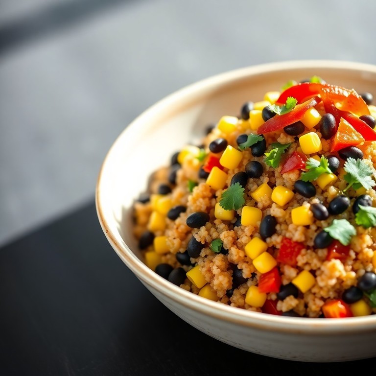 Salade Tiède de Quinoa aux Haricots Noirs et Maïs, Style Tex-Mex