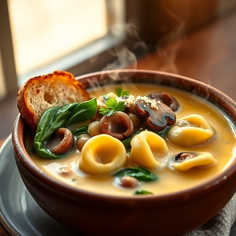 Mushroom and Tortellini Florentine Soup