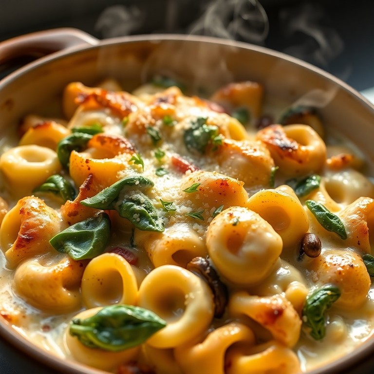 Creamy Spinach and Mushroom Tortellini Bake