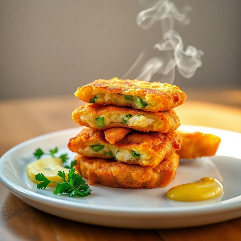 Crispy Chicken and Cheese Fritters with Spring Onion