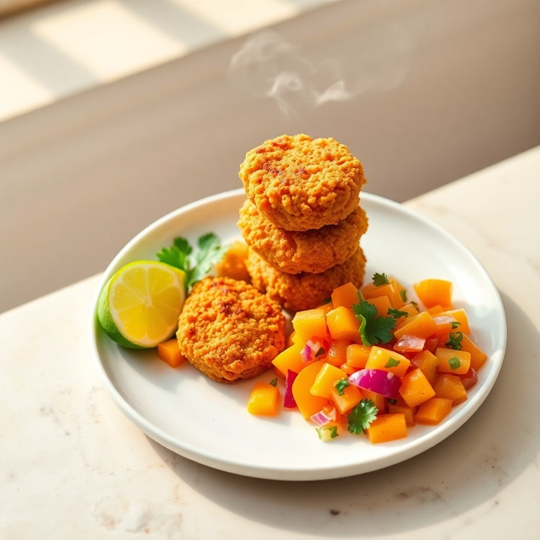 Crispy Air Fryer 'Chicken' Bites with Spicy Mango Salsa