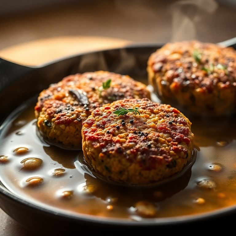 Steaks Hachés Végétariens aux Champignons et Bouillon de Légumes