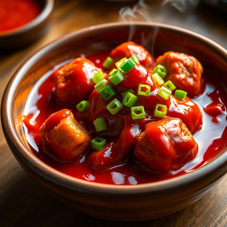 Spicy Korean Rice Cakes with Savory Meatballs (Tteokbokki Bakso)
