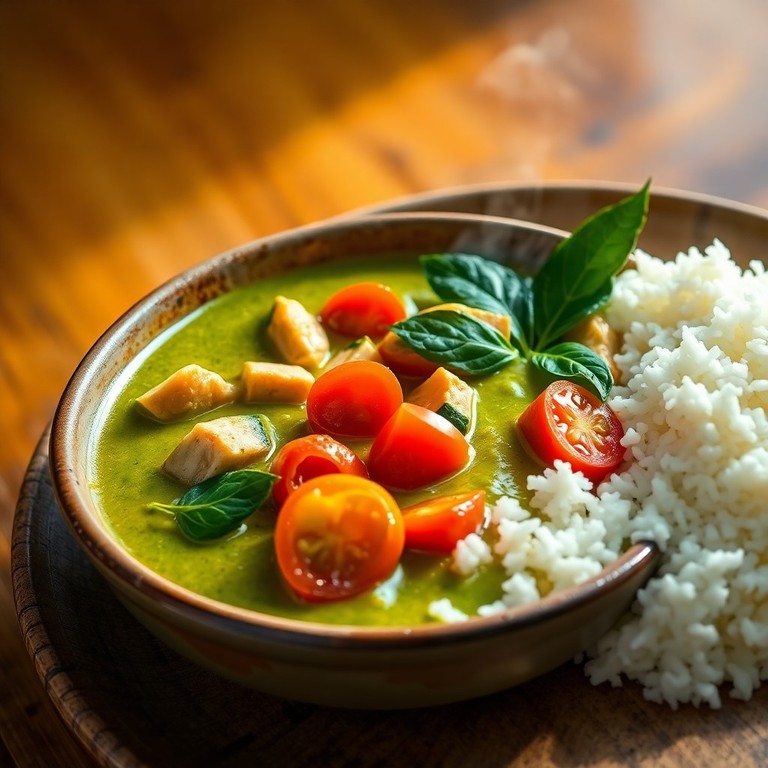 Curry Thaï Vert de Poulet, Tomates et Courgettes