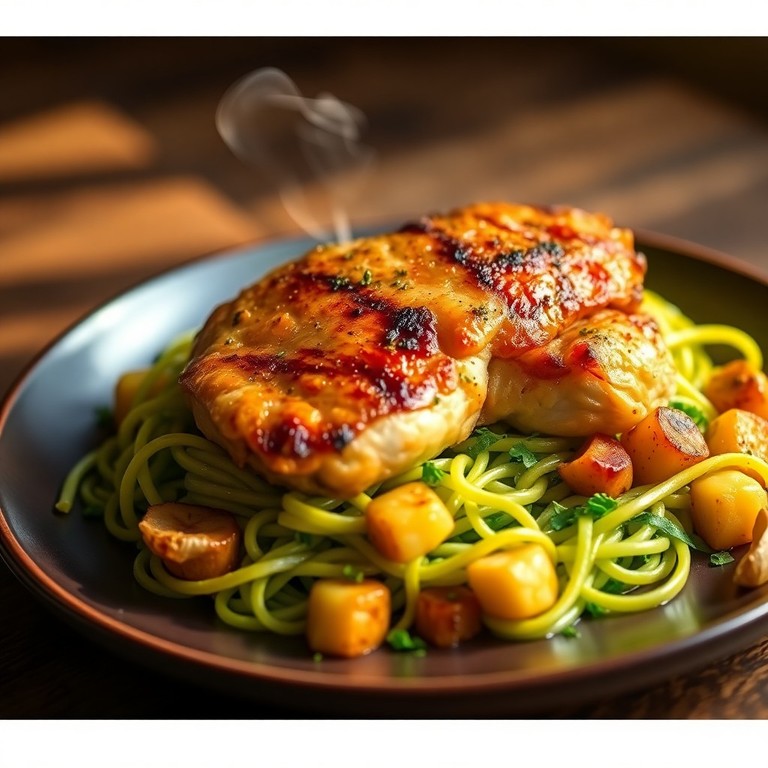 Suprêmes de Poulet Rôti aux Herbes et Pâtes au Pesto Maison