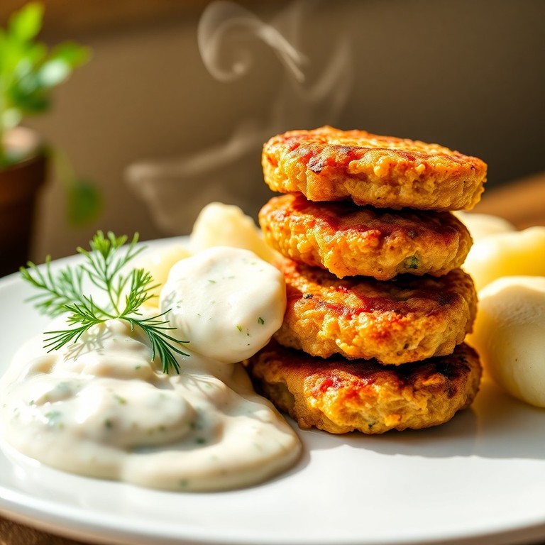 Saftiga Kycklingfärsbiffar med Krämig Dillsås