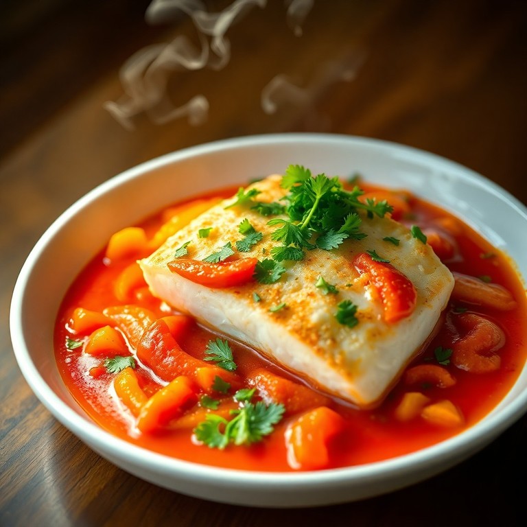 Lättbakad Torsk i Medelhavssås med Paprika och Örter