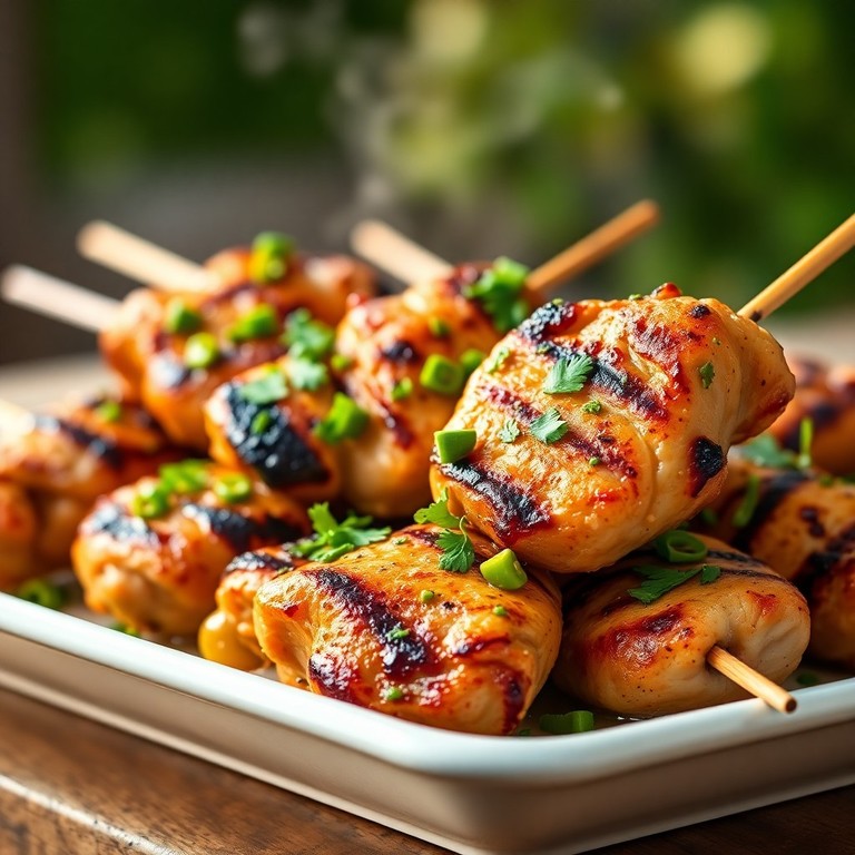 Green Peppercorn Grilled Chicken Skewers with Lemon-Herb Marinade