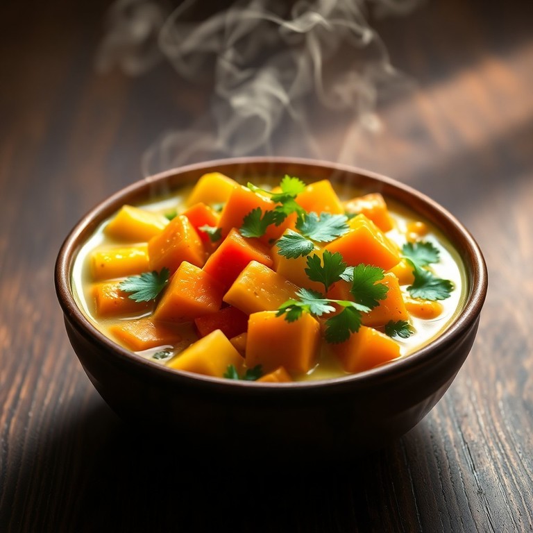 Curry Vert Végétarien aux Légumes Racines et Poivron