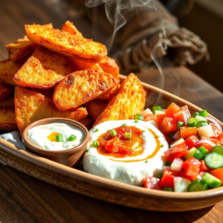 Country-Kartoffeln mit Feta-Dip