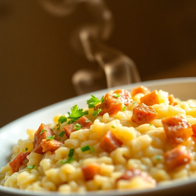 Arroz Cremoso con Pollo, Jamón y Queso Manchego
