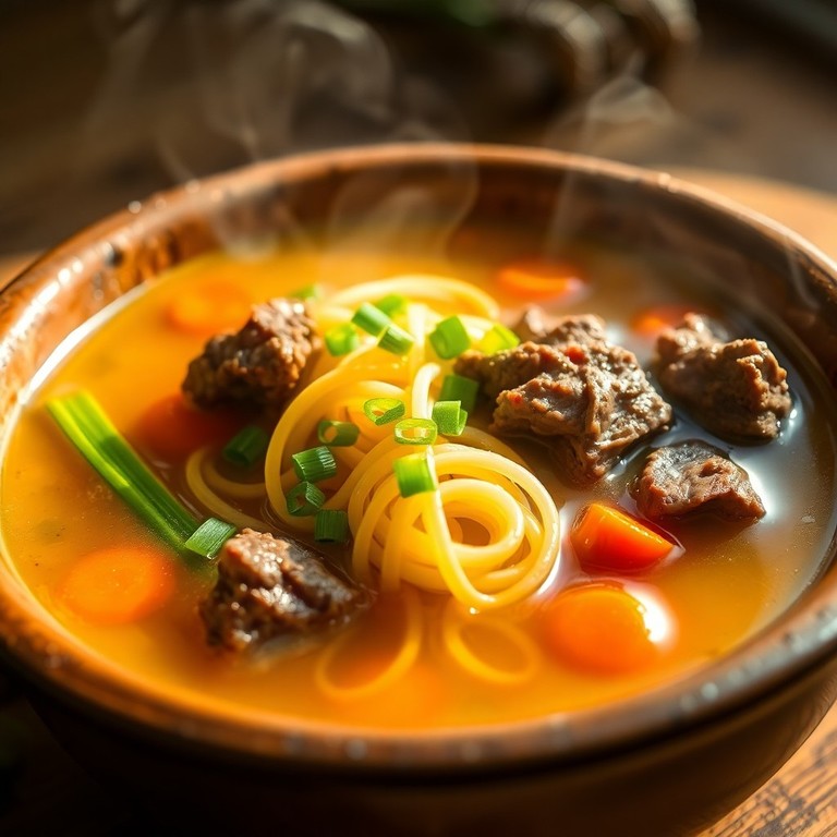 Caldo de Ternera Tonificante con Jengibre y Fideos