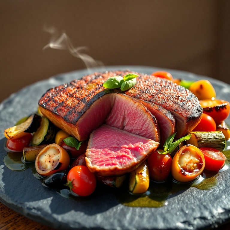 Thon Rouge Grillé et sa Farandole de Légumes Méditerranéens