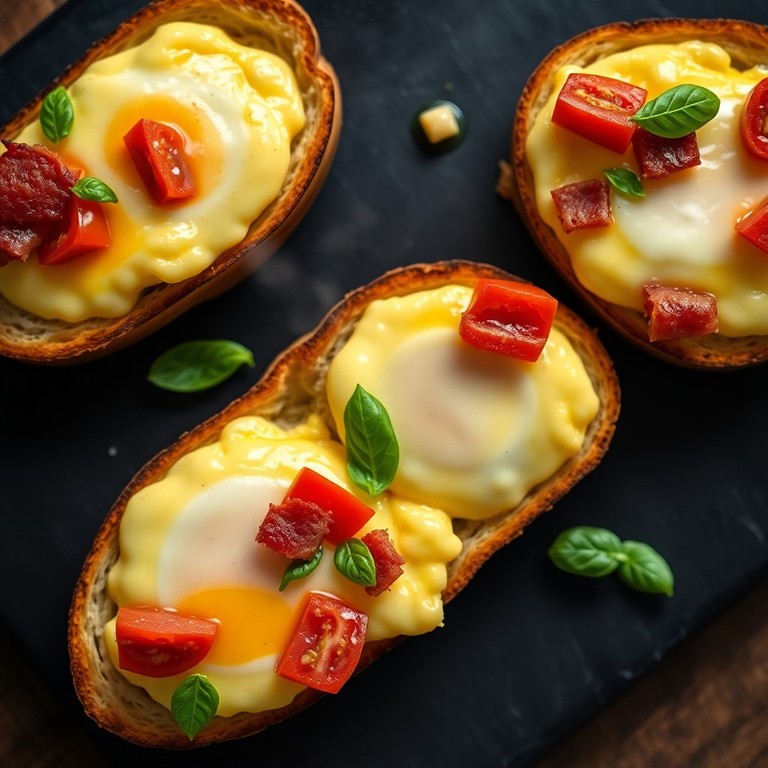 Œufs Brouillés Crémeux Façon Bruschetta au Bacon