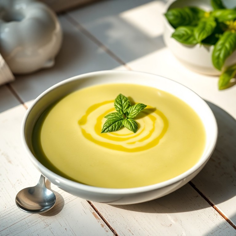 Soupe Crémeuse de Courgettes et Basilic, Sans Produits Laitiers
