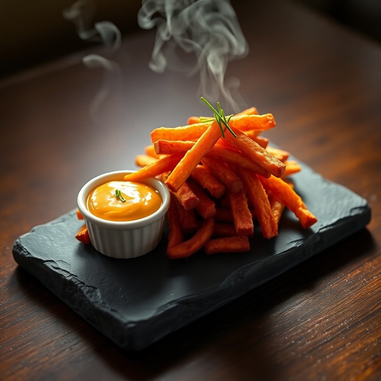 Knusprige Süßkartoffel-Pommes mit würzigem Aioli aus der Heißluftfritteuse
