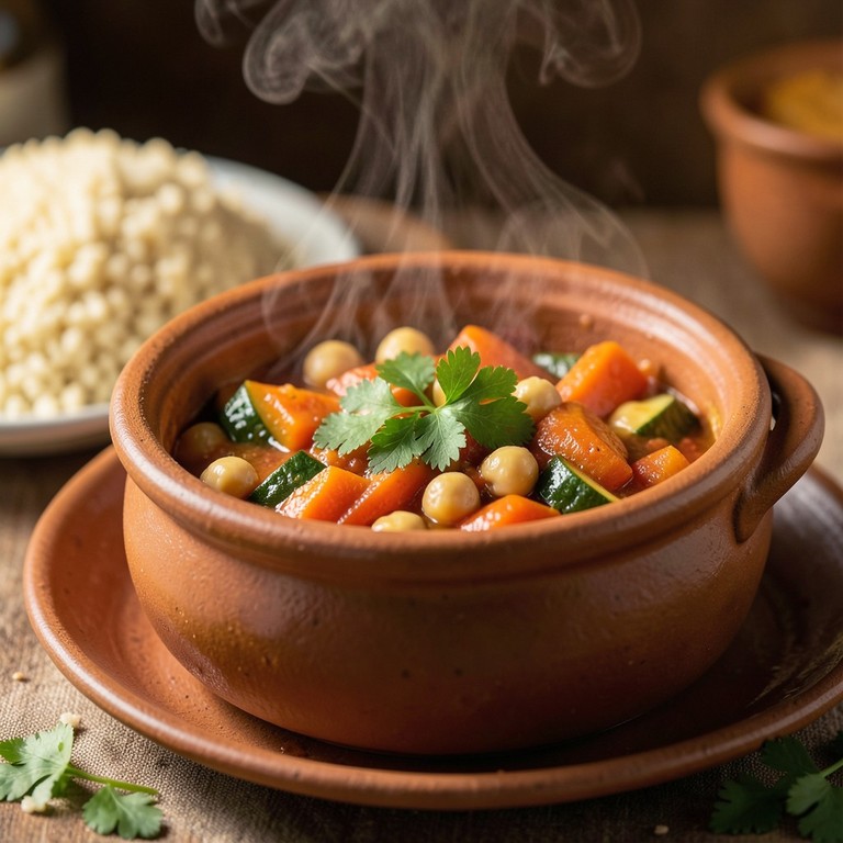 Marokkaanse Kikkererwten en Groenten Tagine