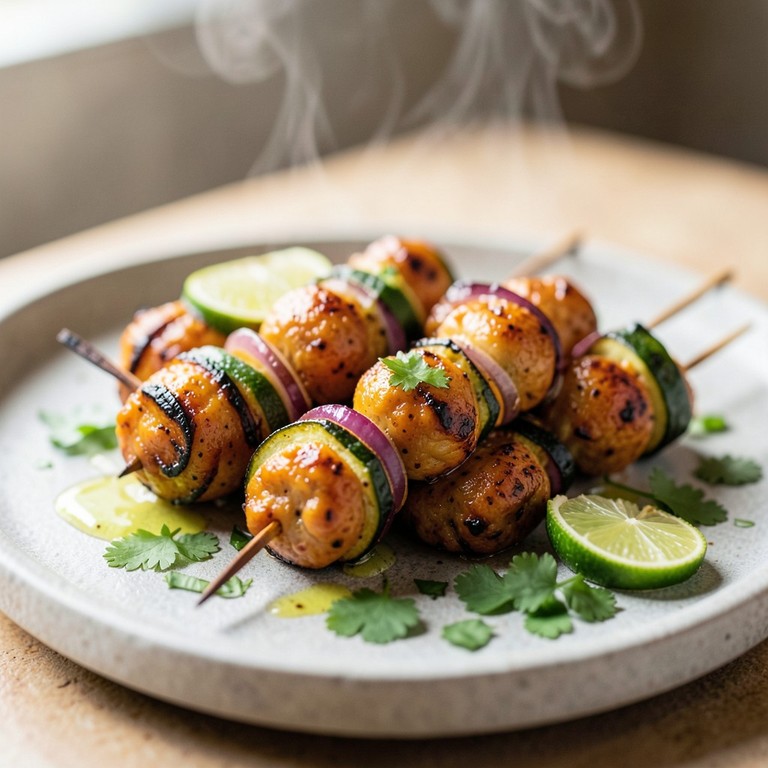 Spicy Air Fryer Chickpea & Veggie Skewers