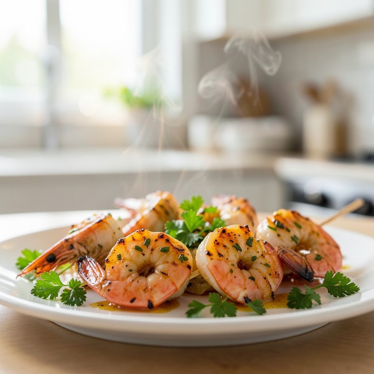 Brochetas de Camarones al Ajillo y Limón en Freidora de Aire
