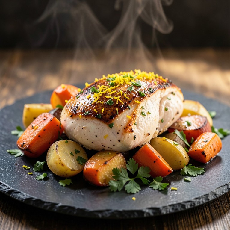 Glutenfreies Zitronen-Kräuter-Hähnchen mit Geröstetem Gemüse