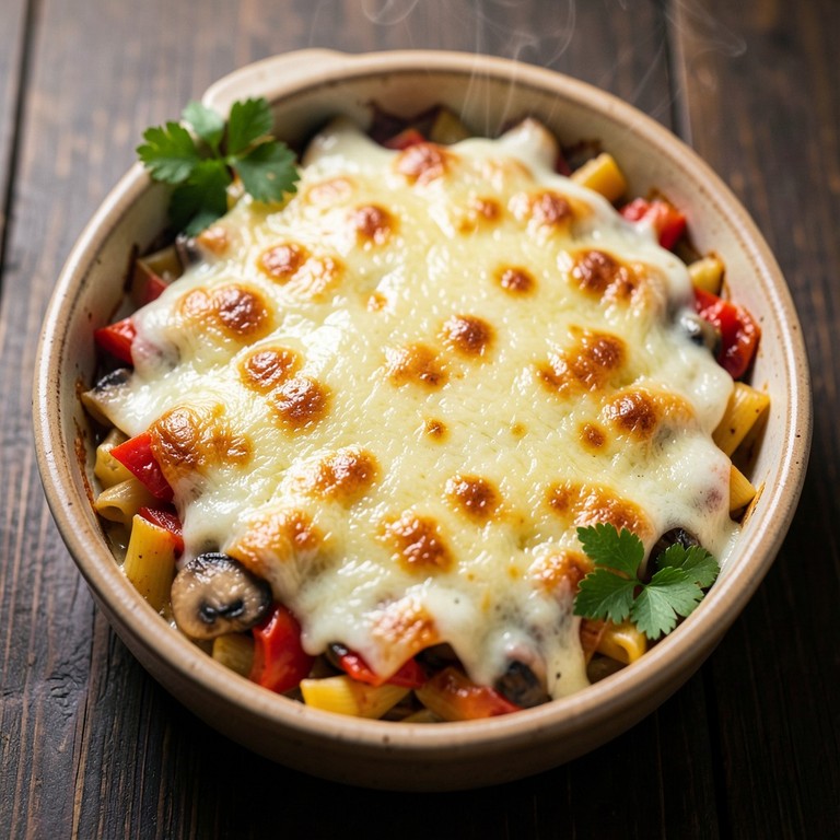 Fırında Sebzeli Kaşarlı Makarna Güveç