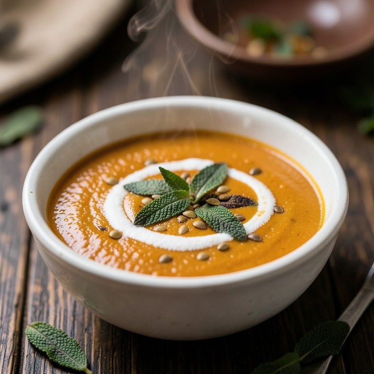 Krämig Butternutsquashsoppa med Rostad Salvia