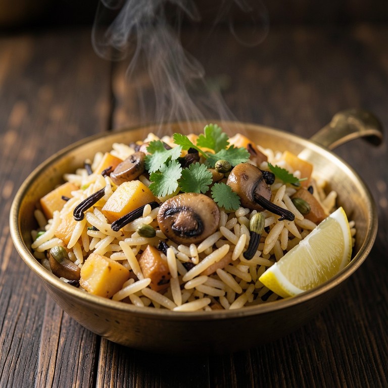 Earthy Mushroom and Potato Pulao