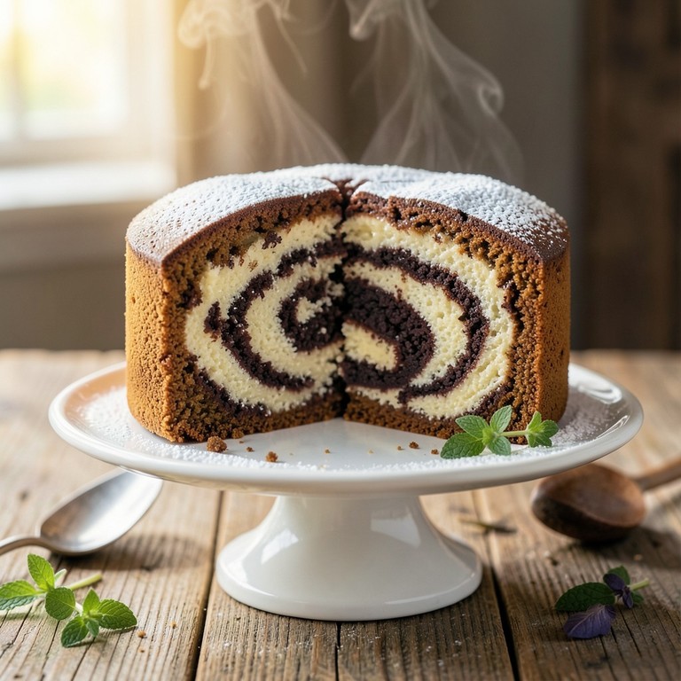 Bolo Mármore Clássico de Chocolate e Baunilha