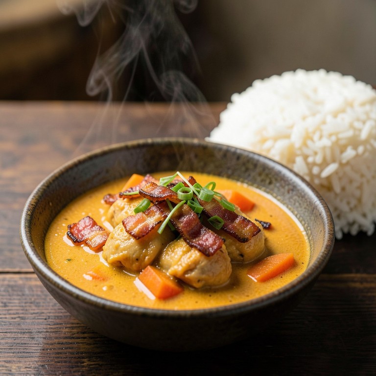 Curry Thaï Rouge au Poulet et Lard Fumé