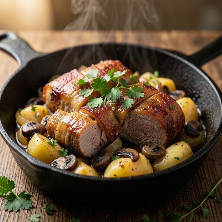 Свиные рулетики 'По-деревенски' с картофелем и грибами