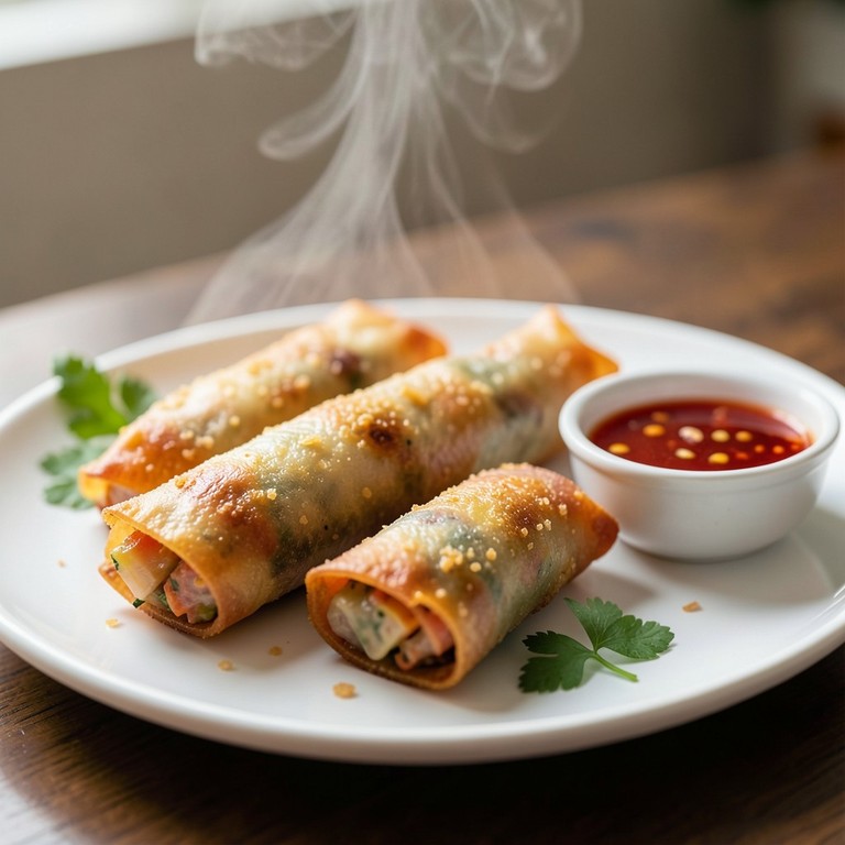 Rollitos de Primavera Vegetarianos Dorados en Freidora de Aire