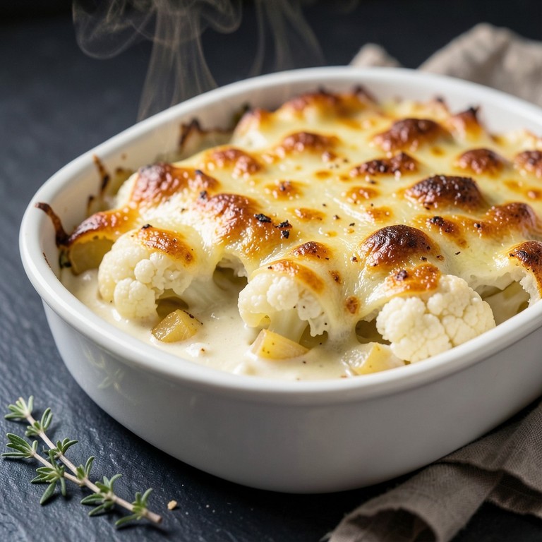 Creamy Garlic Cauliflower and Potato Gratin