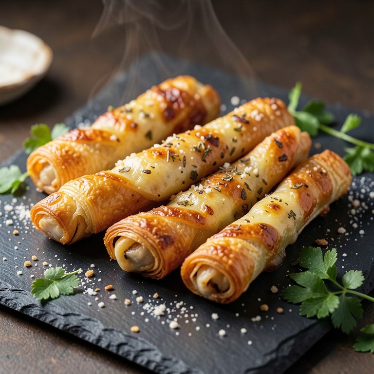 Сырные палочки из слоеного теста с чесноком